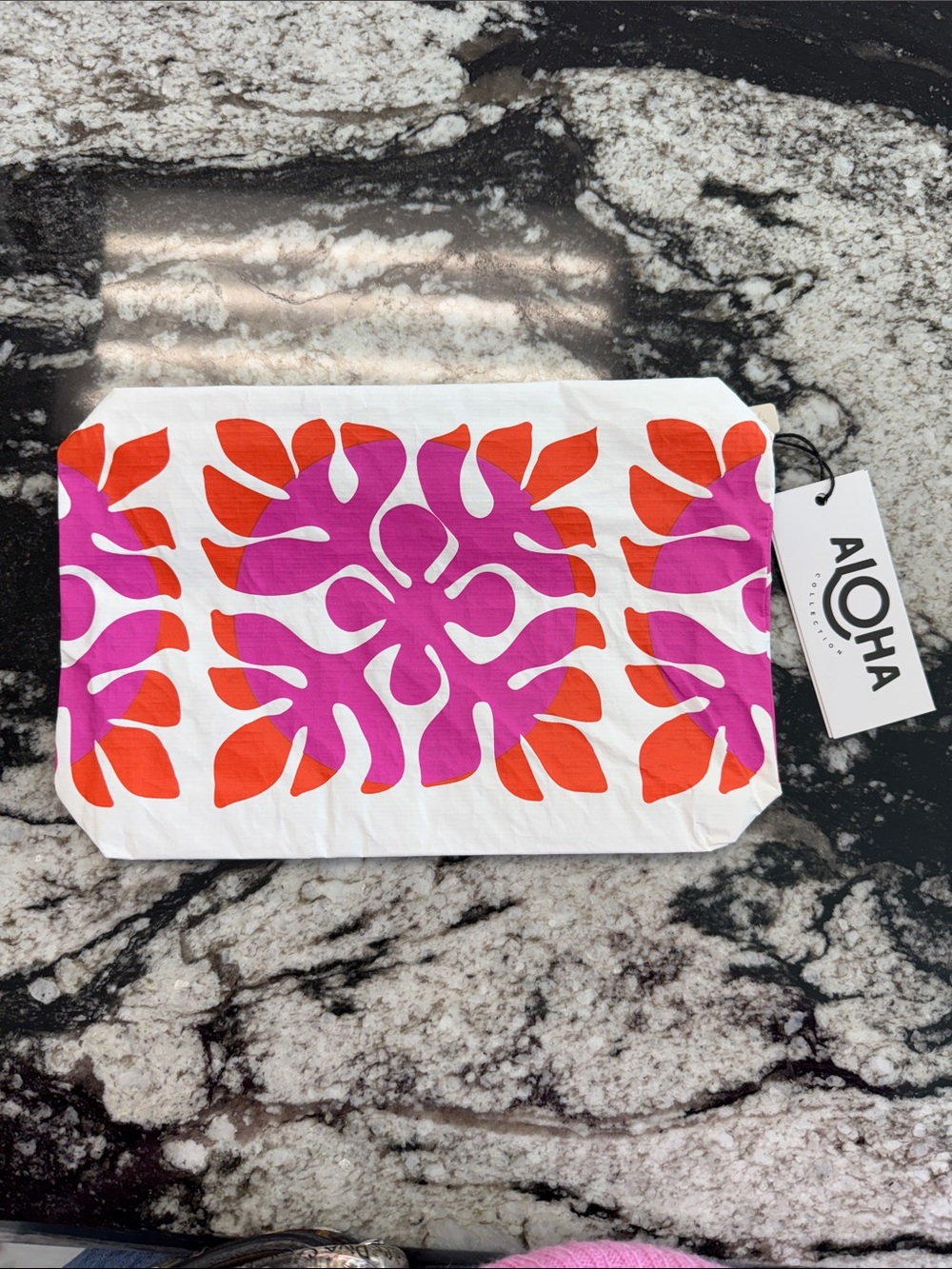 ALOHA Collection Small Pink & Orange Floral Cosmetic Pouch